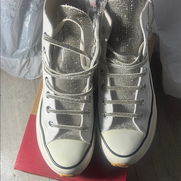 Steve Madden Shaft Rhinestones embellished  High-Top Platform Sneakers. Size 10M - Picture 3 of 11